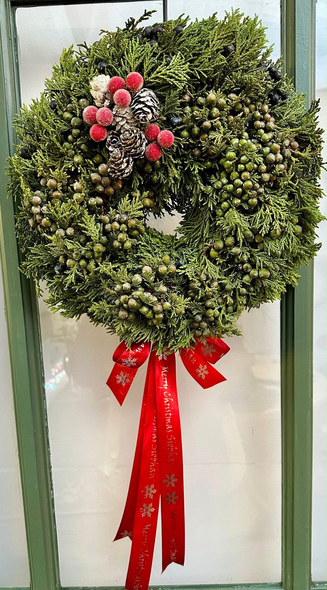 Christmas floral display by Willow and Moss