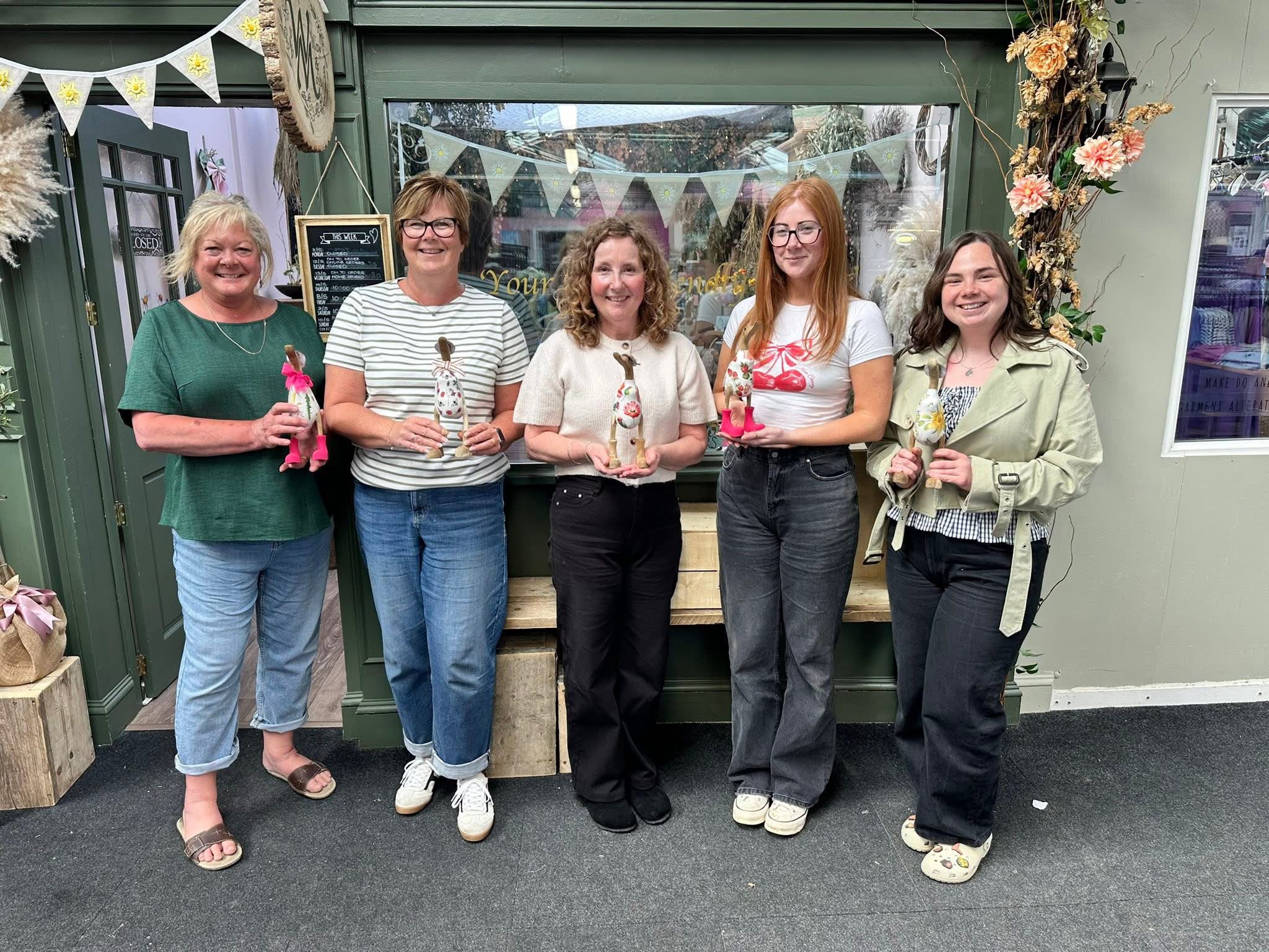 Willow & Moss workshop guests with their painted decorations