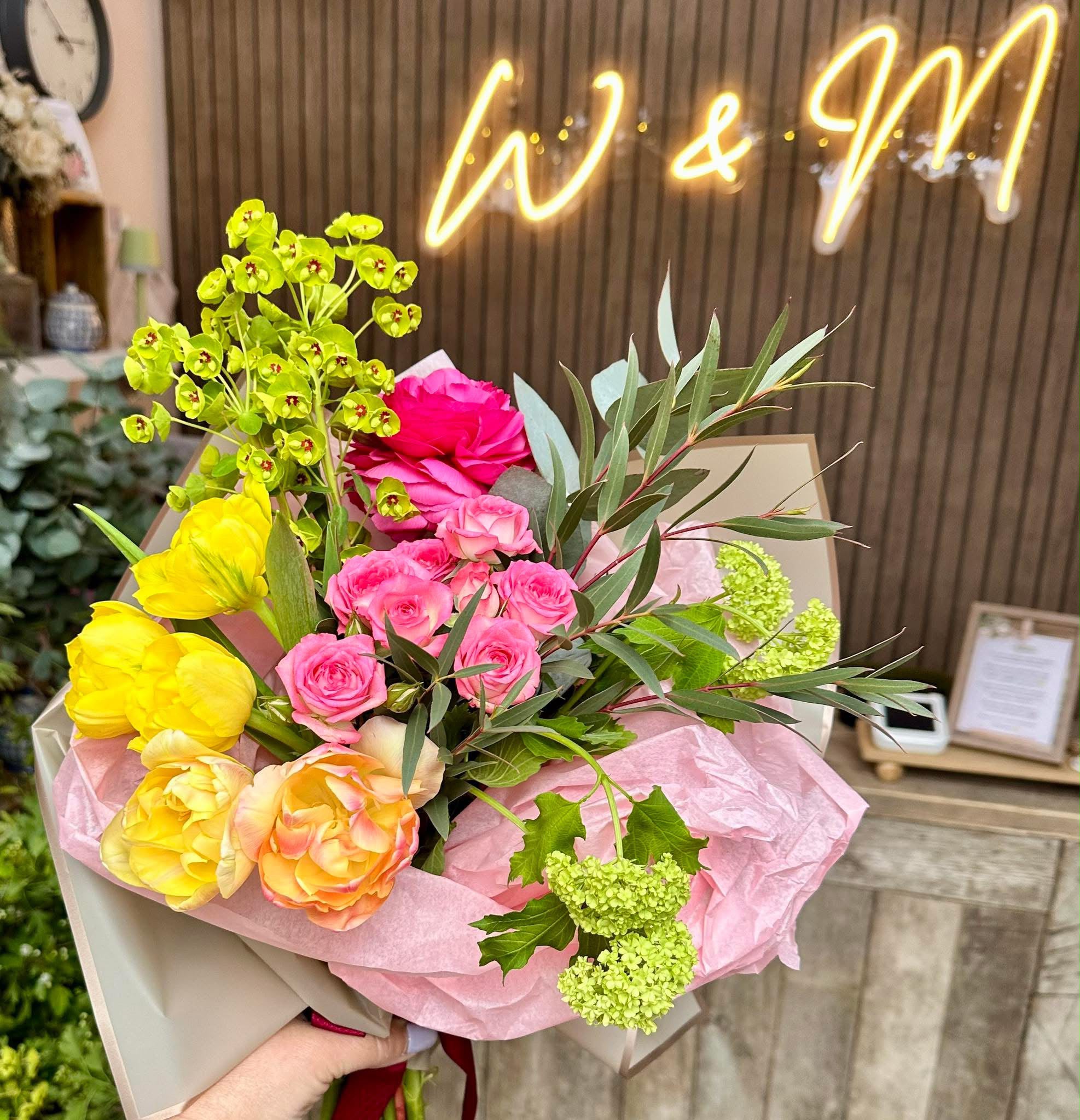 Hand-tied bouquet by Willow and Moss