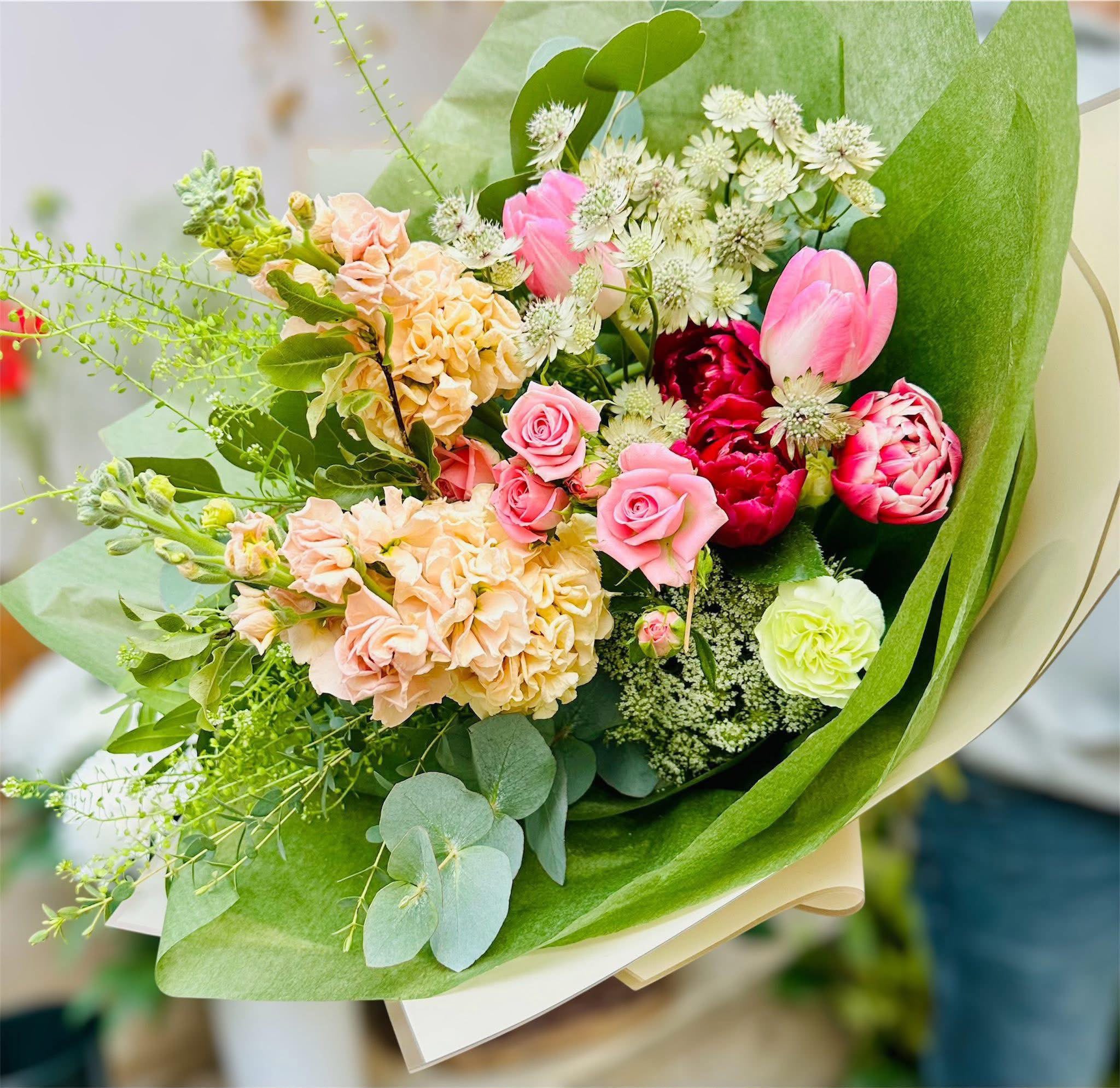 Hand-tied bouquet by Willow and Moss