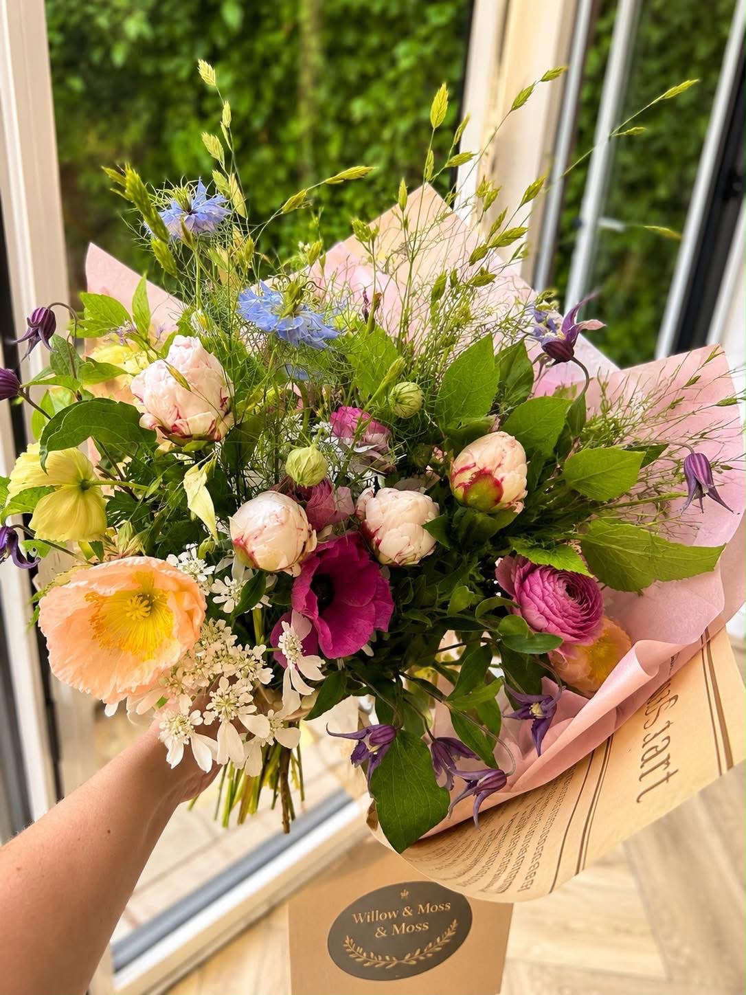 Hand-tied bouquet by Willow and Moss