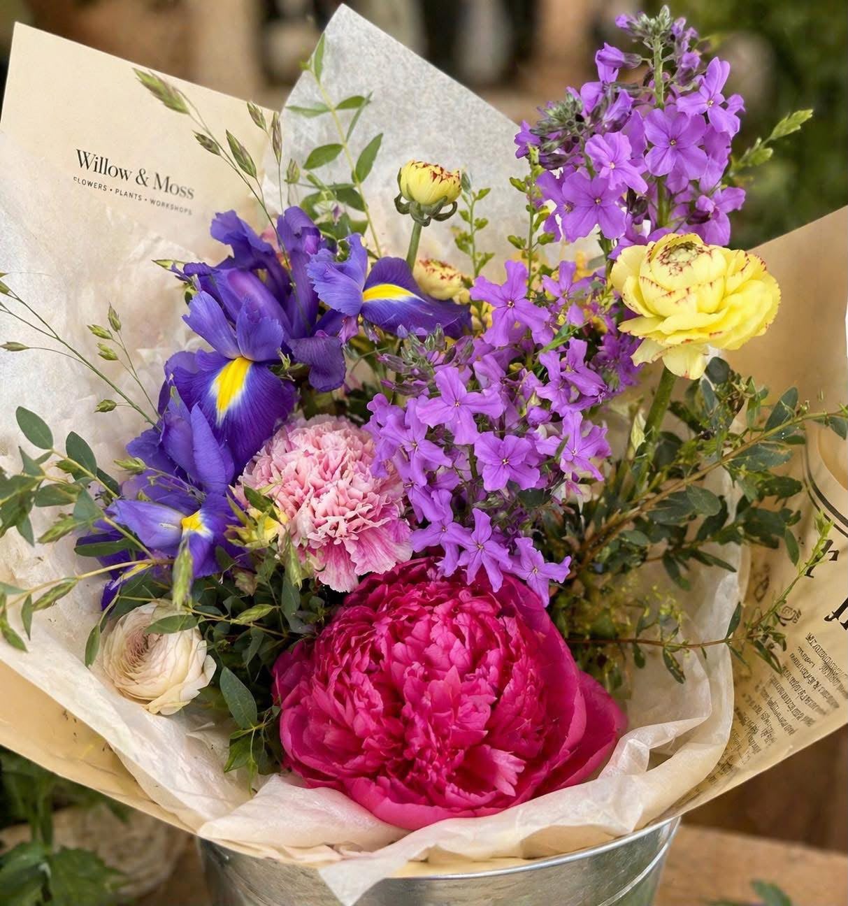 Hand-tied bouquet by Willow and Moss
