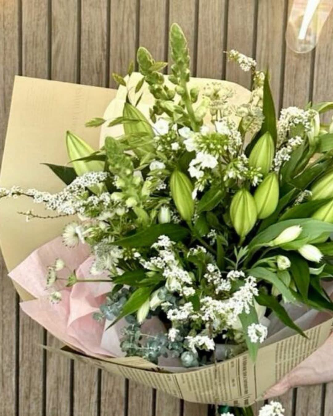Hand-tied bouquet by Willow and Moss