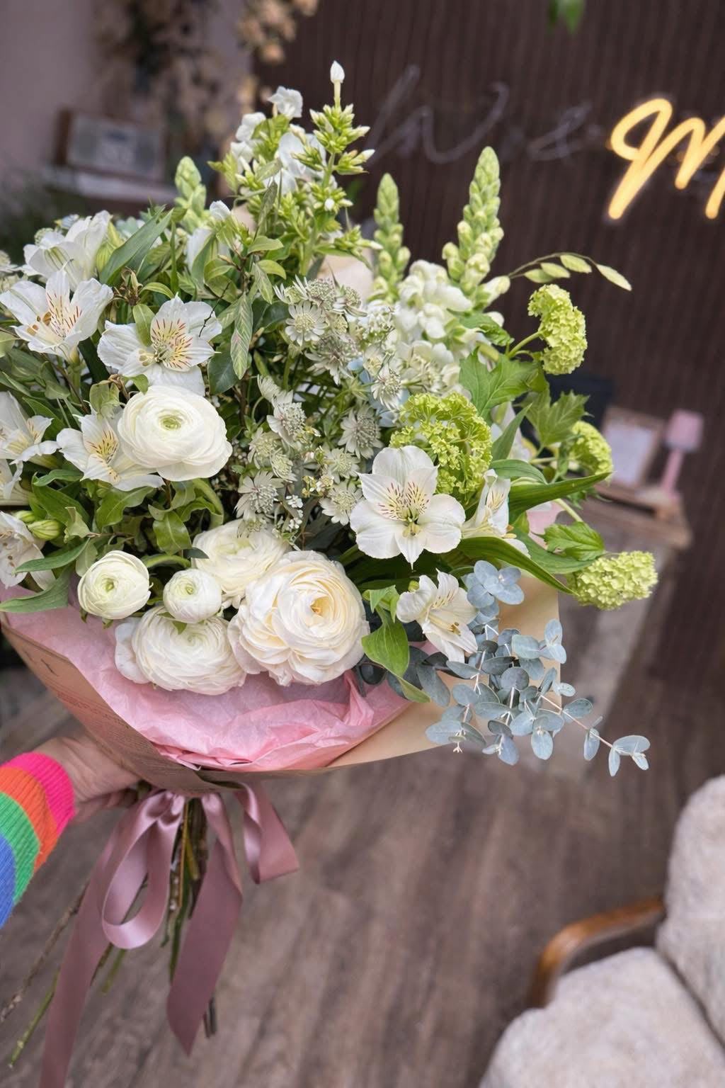 Hand-tied bouquet by Willow and Moss