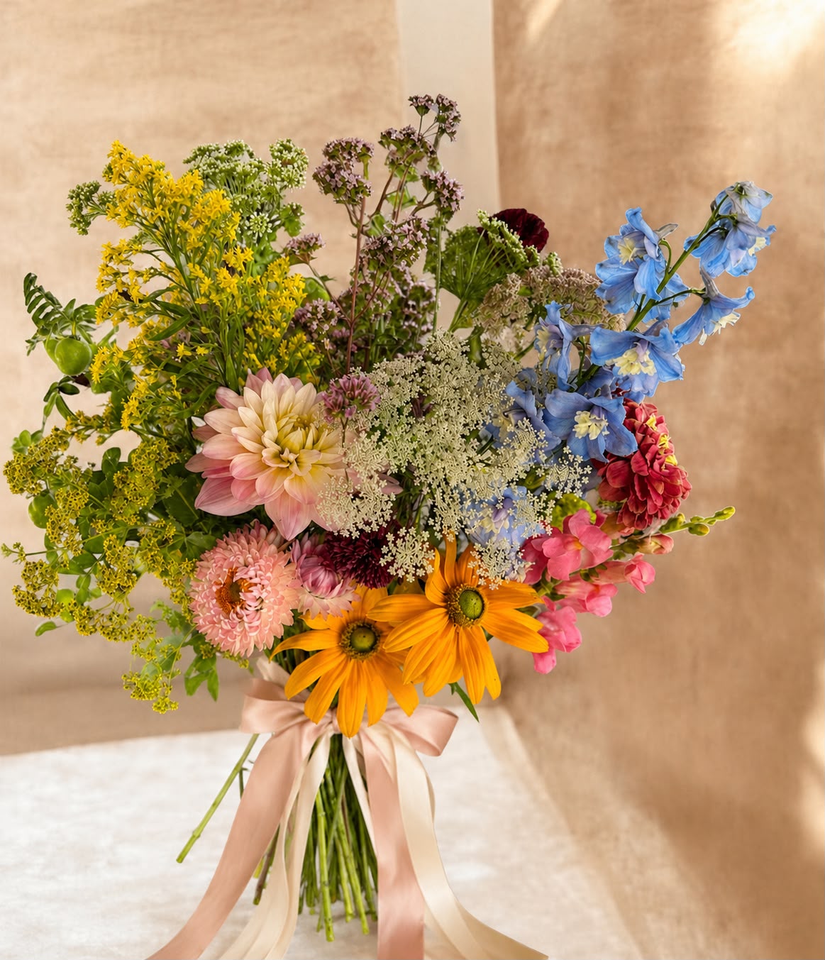 Hand-tied bouquet by Willow and Moss
