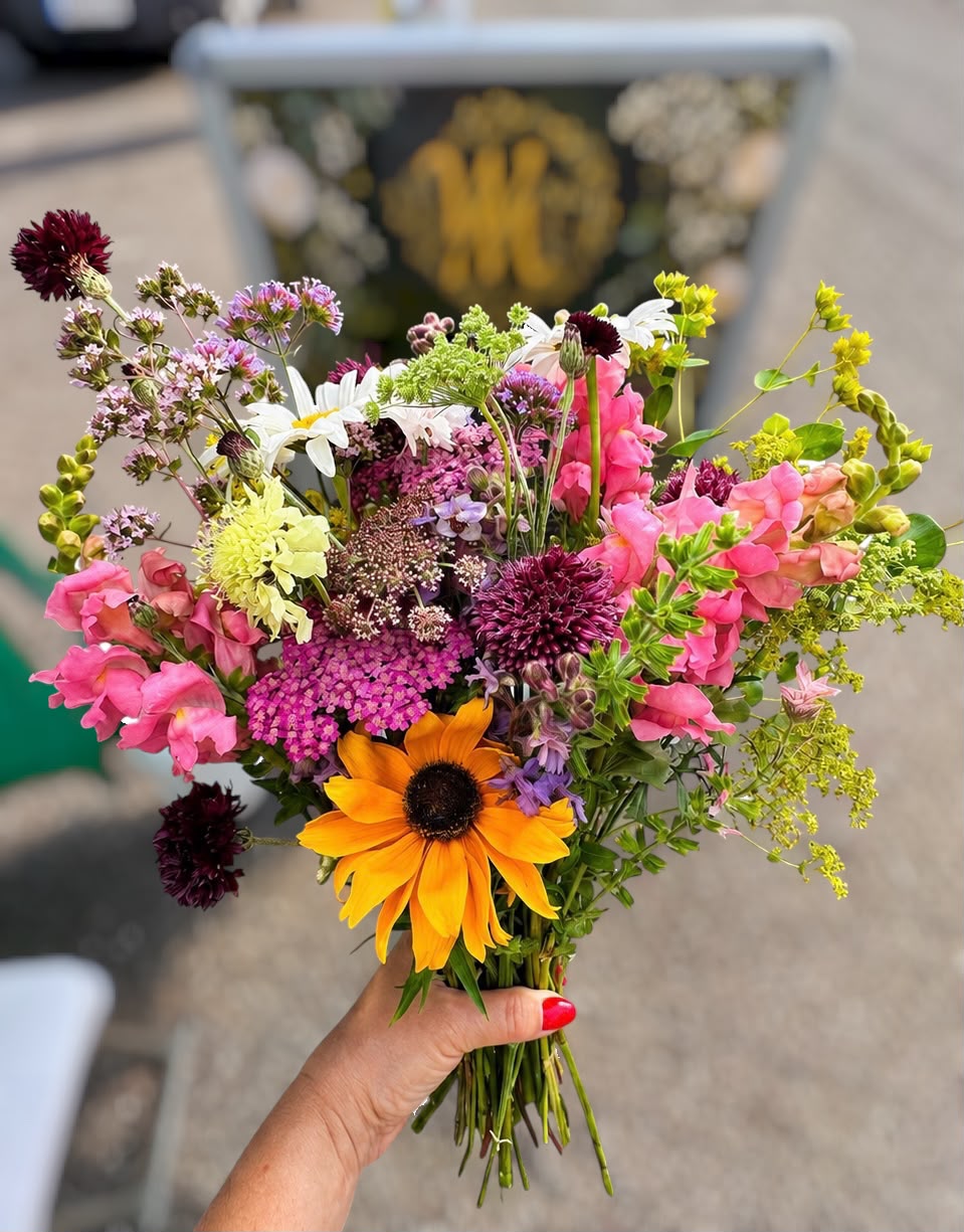 Hand-tied bouquet by Willow and Moss