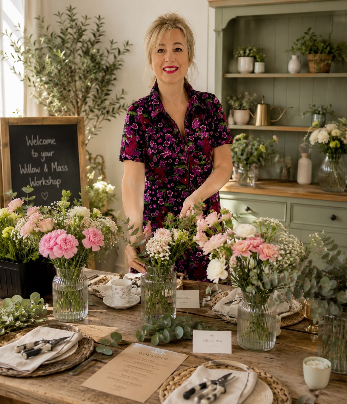 Seasonal floral workshop in progress